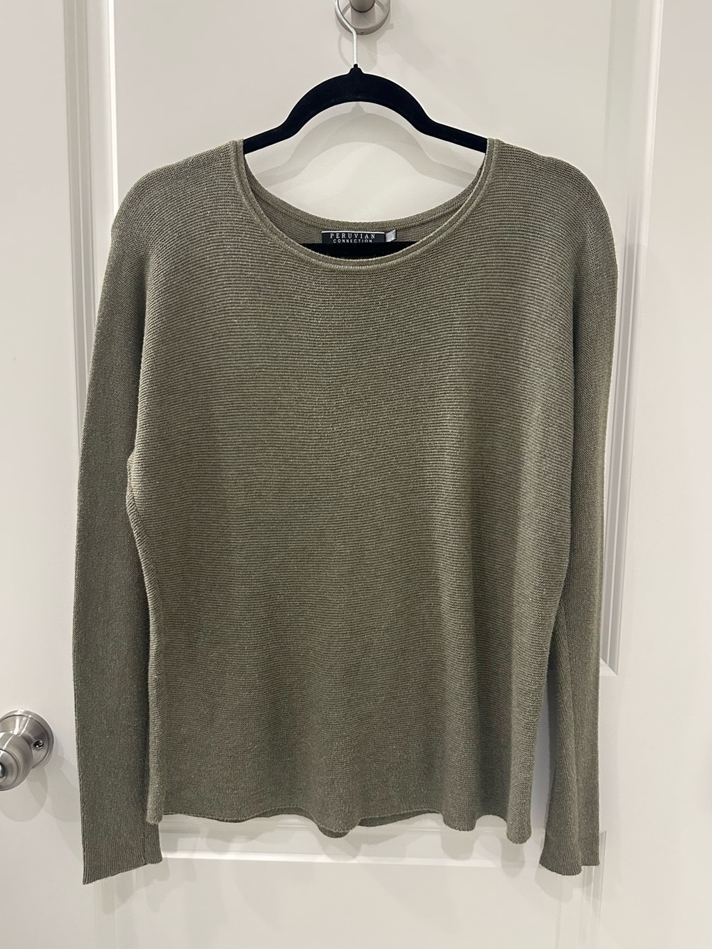 Peruvian Connection Pima Cotton Sweater in Green. Size S